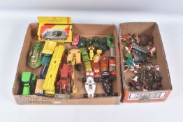 A QUANTITY OF UNBOXED AND ASSORTED PLAYWORN DIECAST VEHICLES, to include Cursor O & K Loading