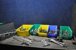 A SELECTION OF VINTAGE SPANNERS AND SOCKET SETS including a King Dick Imperial socket set (not