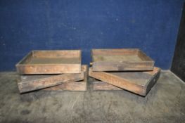 SIX EARLY 20th CENTURY PINE PACKING TRAYS with 'Wrights' carved into each long edge (6)