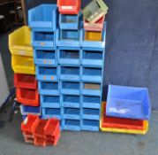 A COLLECTION OF FORTY FIVE WORKSHOP PARTS BINS of varying sizes