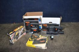 A TRAY CONTAINING POWER AND CARPENTRY TOOLS including Challenge sander and jigsaw (both PAT pass and