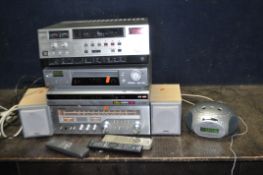 A COLLECTION OF AUDIO VISUAL EQUIPMENT including a Rotel RX-304 receiver amplifier, Sony DVD