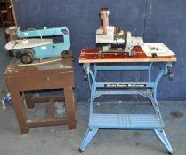 A DRAPER 16in FRETSAW ON STAND, a Delta belt and Disc sander (both PAT pass and working) and a Black