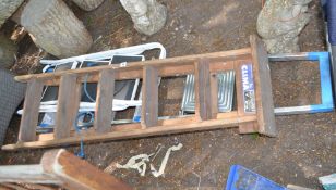 THREE STEP LADDERS, one wooden by CLIMA, one steel and one aluminium (3)