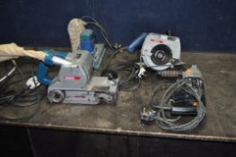 A COLLECTION OF POWER TOOLS, including a Bosch Professional sander (PAT fail due to uninsulated