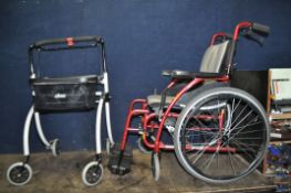 A KARMA MOBILITY FOLDING WHEELCHAIR, with two footrests, a Days Rollator, and a Drive Rollator (3)