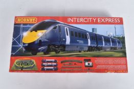 A BOXED HORNBY 00 GAUGE MODEL TRAIN SET, an Inter-City Express Train Sets, 3 Car EMU Class 395
