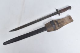 A 1907 PATTERN WILKINSON BAYONET WITH SCABBARD AND FROG, it is fully stamped to the Ricasso and