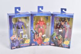 THREE BOXED 2020 NECA REEL TOYS DEFENDERS OF THE EARTH ACTION FIGURES, numbered 1-3, first 'The