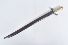 AN 1866 FRENCH CHASSEPOT BAYONET AND SCABBARD, the b ayonet is in good condition for its age, the