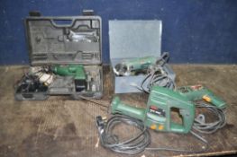 A SELECTION OF BOSCH POWER TOOLS comprising of a PWS-7-115 angle grinder in metal box, a PFZ-550