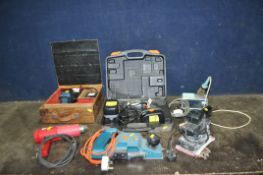 A SELECTION OF POWER TOOLS including a Workzone 14.4v drill with charger and one battery, a