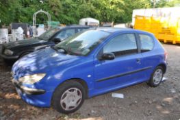 A 2000 PEUGEOT 206 LOOK THREE DOOR HATCHBACK in blue, 1124cc petrol engine, five speed manual