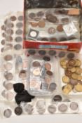 A BISCUIT TIN CONTAINING MIXED COINAGE, to include high grades of Copper Pennies 1862,1888,