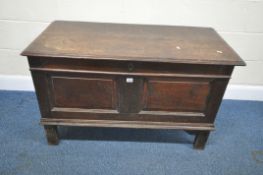 A GEORGIAN OAK BLANKET CHEST, width 110cm x depth 52cm x height 68cm, condition report: historical