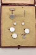 AN ASSORTMENT OF 9CT GOLD AND YELLOW METAL DRESS STUDS AND CUFFLINKS, to include four hexagonal form