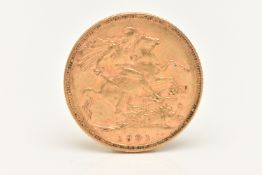 A VICTORIAN GOLD FULL SOVEREIGN COIN, depicting Queen Vicotria, dated 1901, Melbourne Mint,