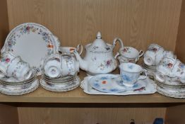A COLLECTION OF ROYAL ALBERT TEAWARES to include a 'Jubilee Rose' tea set comprising a tea pot, a
