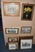 A COLLECTION OF 20TH CENTURY PICTURES, to include a Peggy Barley oil on board depicting wild flowers