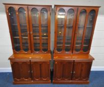 TWO DUCAL CANALETTO DISPLAY CABINETS, each fitted with double glass doors, and double cupboard