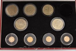 A SMALL BOX OF COINS, to include 4x small gold 0.5g 11mm coins, two are 14k two are 22ct, Congo