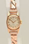 AN 18CT GOLD LADIES 'MUDU' WRISTWATCH, hand wound movement, round dial signed 'Mudu', Arabic