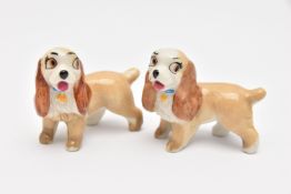 TWO WADE WHIMSIES 'LADY AND THE TRAMP' FIGURES, both of the 'Lady' character, height 4cm (2) (