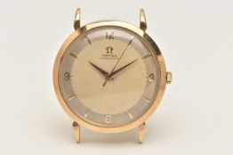 A 9CT GOLD 'OMEGA' WATCH HEAD, automatic movement, round dial signed 'Omega automatic', baton