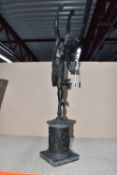 AFTER GIAMBOLOGNA, A LATE NINETEENTH CENTURY BRONZED CAST METAL SCULPTURE OF 'HERMES ON THE WINDS OF