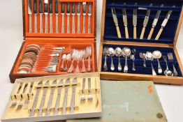 AN ASSORTMENT OF CUTLERY, to include two canteens of cutlery and a cased set of fish eaters, (