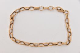 A 9CT GOLD BRACELET, oval link bracelet fitted with a lobster clasp, hallmarked 9ct Birmingham,