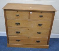 A 19TH CENTURY PINE CHEST OF TWO SHORT OVER THREE LONG DRAWERS, width 103cm x depth 44cm x height