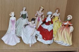 A GROUP OF SEVEN FIGURINES to include a group of Royal Doulton figurines to include 'Spring' HN5321,