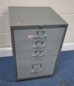 A BISLEY FOUR DRAWER METAL FILING CABINET, width 47cm x depth 50cm x height 71cm, condition