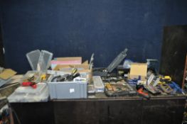 A LARGE QUANTITY OF HAND TOOLS AND HARDWARE, including Rolson and Lion G clamps, a Record corner