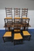 AN EARLY 20TH CENTURY OAK RECTANGULAR DINING TABLE, raised on bulbous turned legs, united by