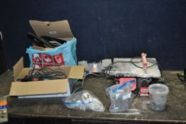 A COLLECTION OF POWER TOOLS, including a Black and Decker angle grinder, a Hanning bench grinder,