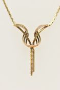A 9CT GOLD NECKLACE, yellow gold flat link negligee style necklace, fitted with a spring clasp,
