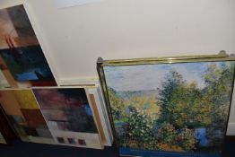 SIX MODERN ABSTRACT PRINTS ON CANVAS, possibly by Judeen Young and David Bailey, three are