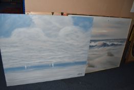 LEE REYNOLDS (20th / 21st CENTURY) TWO DECORATIVE OIL ON CANVAS PAINTINGS, the first depicting