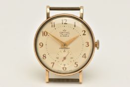 A GENTS 9CT GOLD 'SMITHS DE LUXE' WATCH HEAD, manual wind, round cream dial signed 'Smiths De Luxe