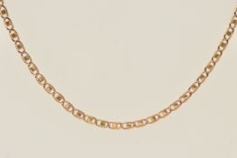A 9CT GOLD CHAIN NECKLACE, a yellow gold mariner chain, fitted with a lobster clasp, approximate