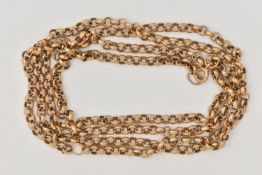 A 9CT GOLD CHAIN NECKLACE, yellow gold belcher link chain, fitted with a spring clasp, approximate