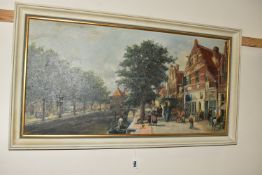 H. BECK (20TH CENTURY) A NOSTALGIC DUTCH SCENE, customers and traders wearing 19th Century dress are