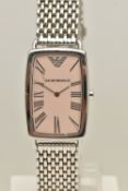 AN EMPORIO ARMANI 'OROLOGI' WRISTWATCH WITH BOX AND PAPERS, the matt dial, signed 'Emporio