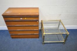 A MID-CENTURY TEAK CHEST OF FIVE DRAWERS, width 82cm x depth 45cm x height 82cm, along with a