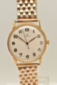 A GENTS 'ROLEX' WRISTWATCH, manual wind, round silvered dial signed 'Rolex', Arabic numerals, gold