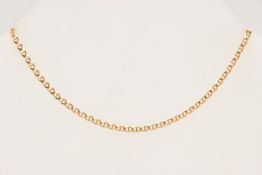 A 9CT GOLD CHAIN NECKLACE, a yellow gold mariner chain, fitted with a spring clasp, approximate