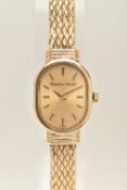 A LADIES 9CT GOLD 'BUECHE-GIROD' WRISTWATCH, quartz movement, oval gold tone dial signed 'Bueche-