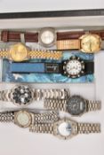 A SELECTION OF GENTS WRISTWATCHES, names to include 'Zeon, Slazenger, Lings, Sekonda', eight watches